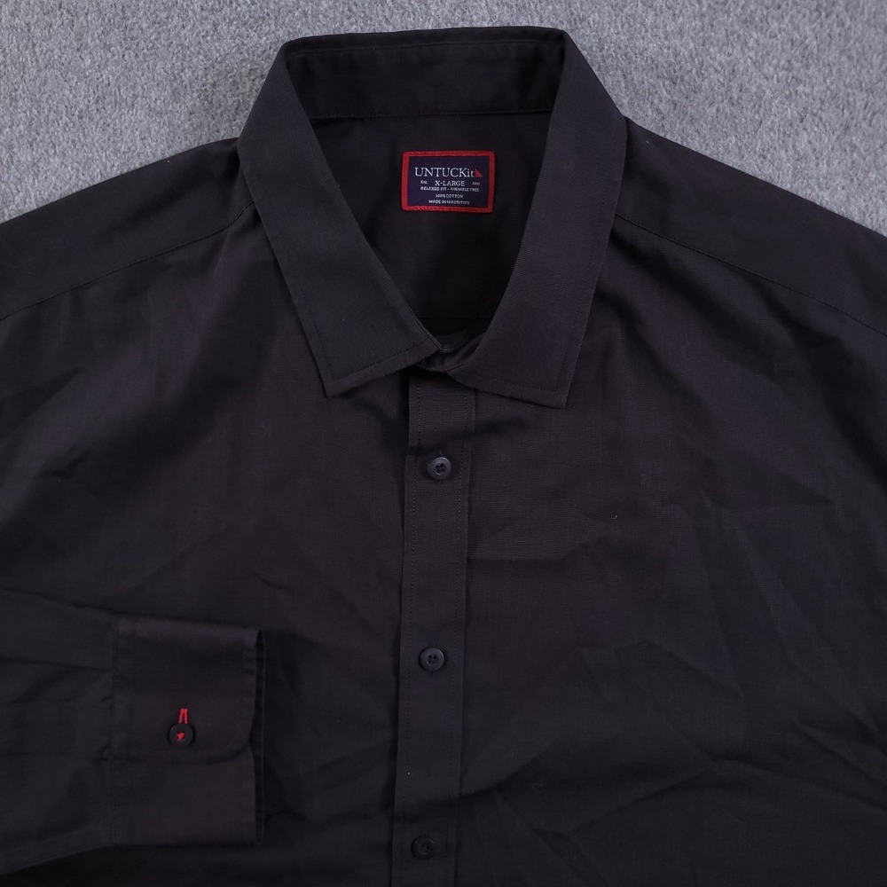 UNTUCKit Shirt Mens XL Relaxed Fit Black Stone Wrinkle Free Long Sleeve